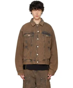 KUSIKOHC Brown Padded Multi Rivet Denim Jacket