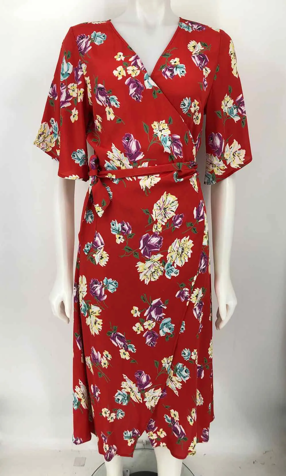 LAVENDER BROWN Red Multi-Color Floral Size SMALL (S) Dress