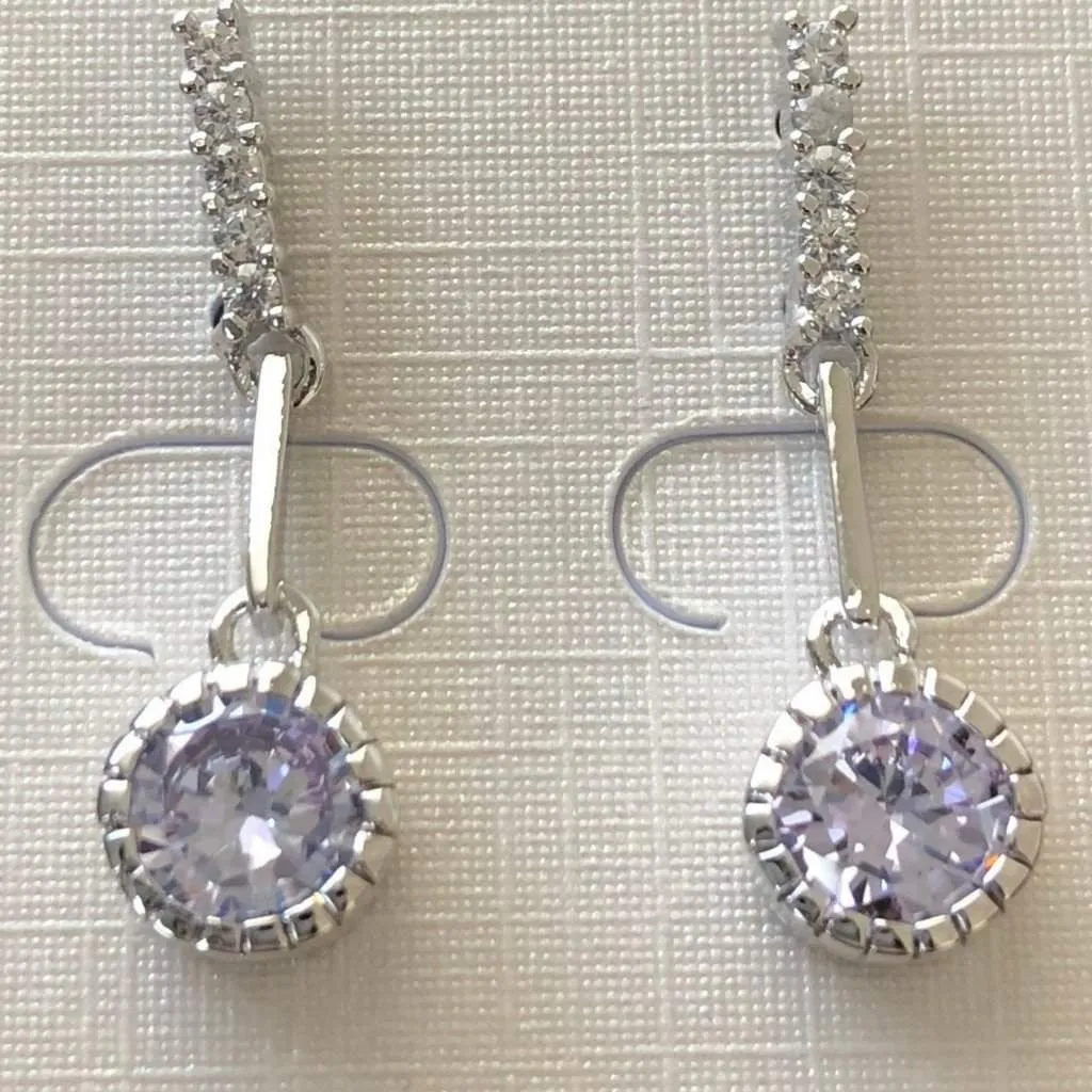 Lavender Cubic Zirconia Dangle Earrings