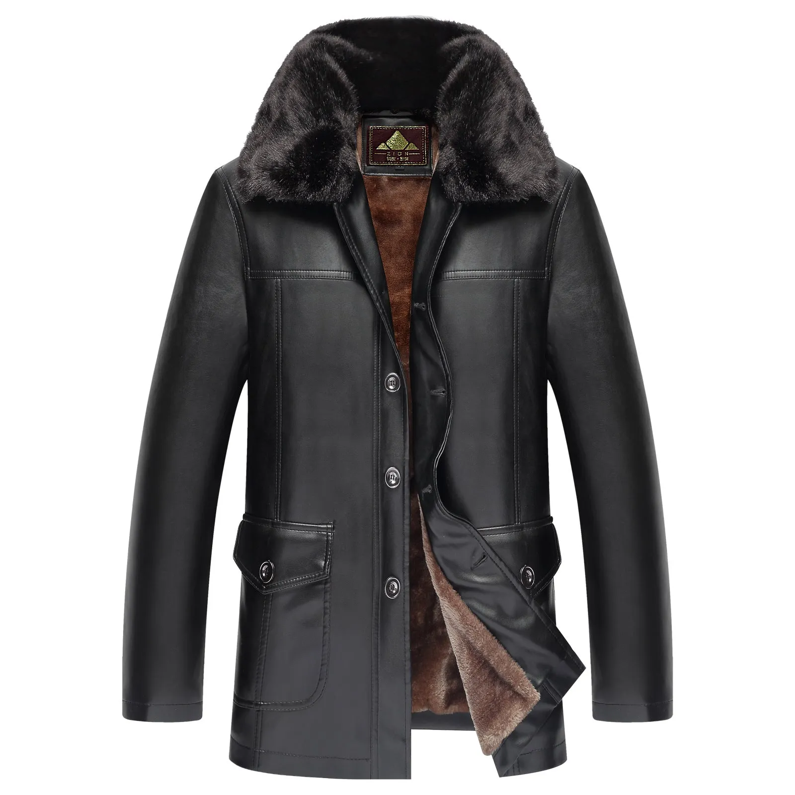 Leather Coat Windbreaker Jacket Mens