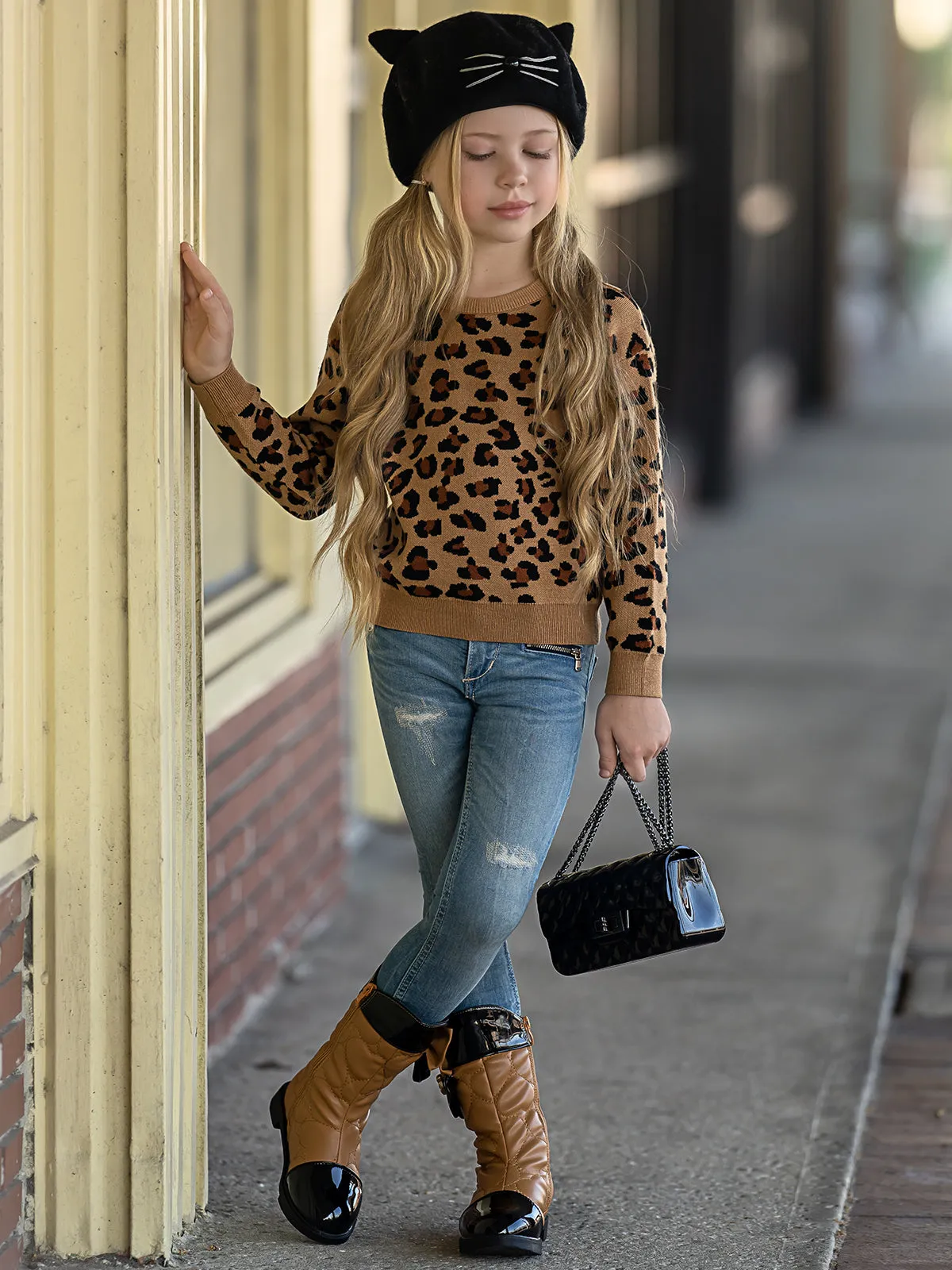 Leopard Print Plush Fuzzy Sweater