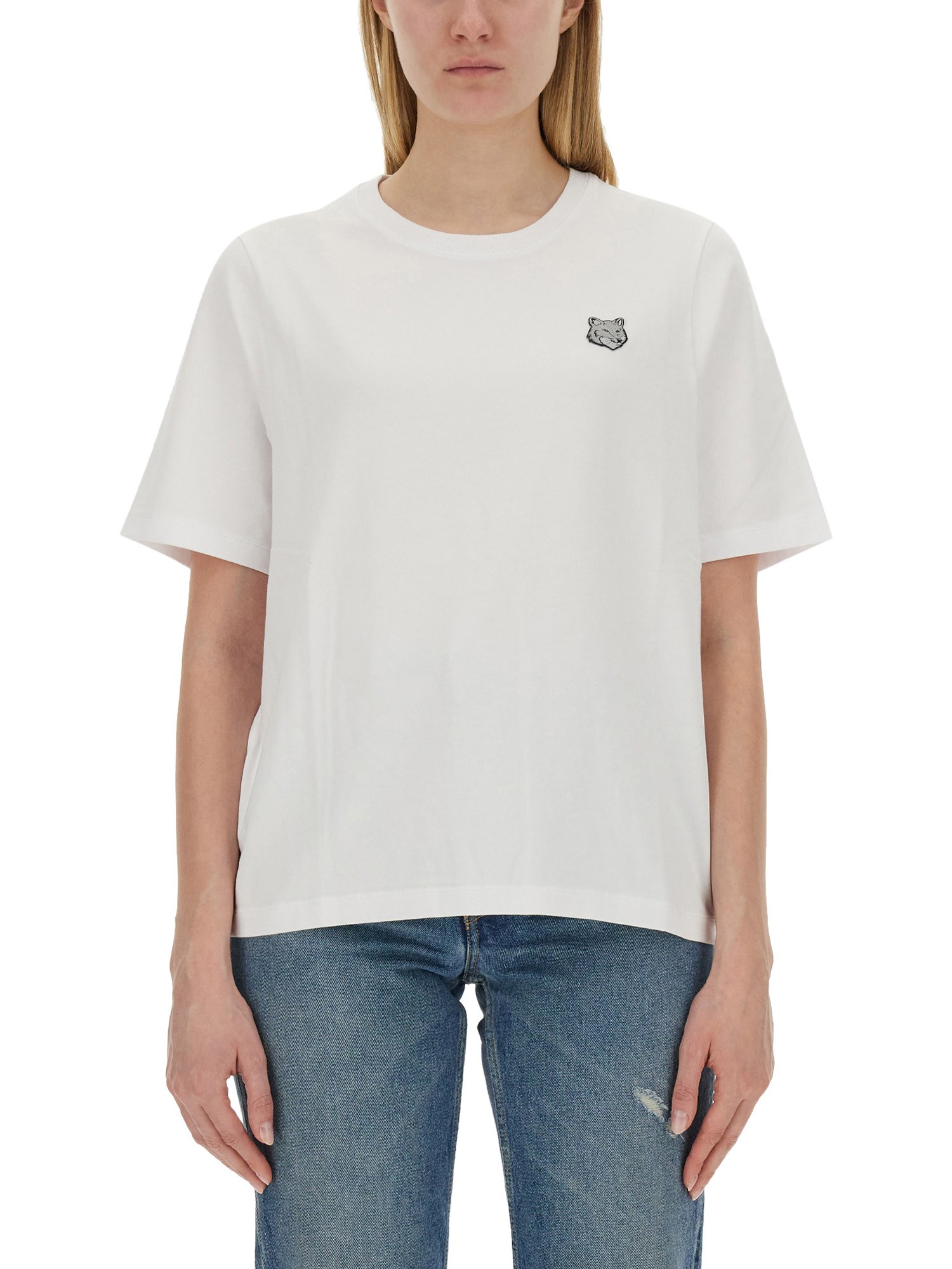 MAISON KITSUNÉ    COTTON JERSEY T-SHIRT WITH FOX PATCH