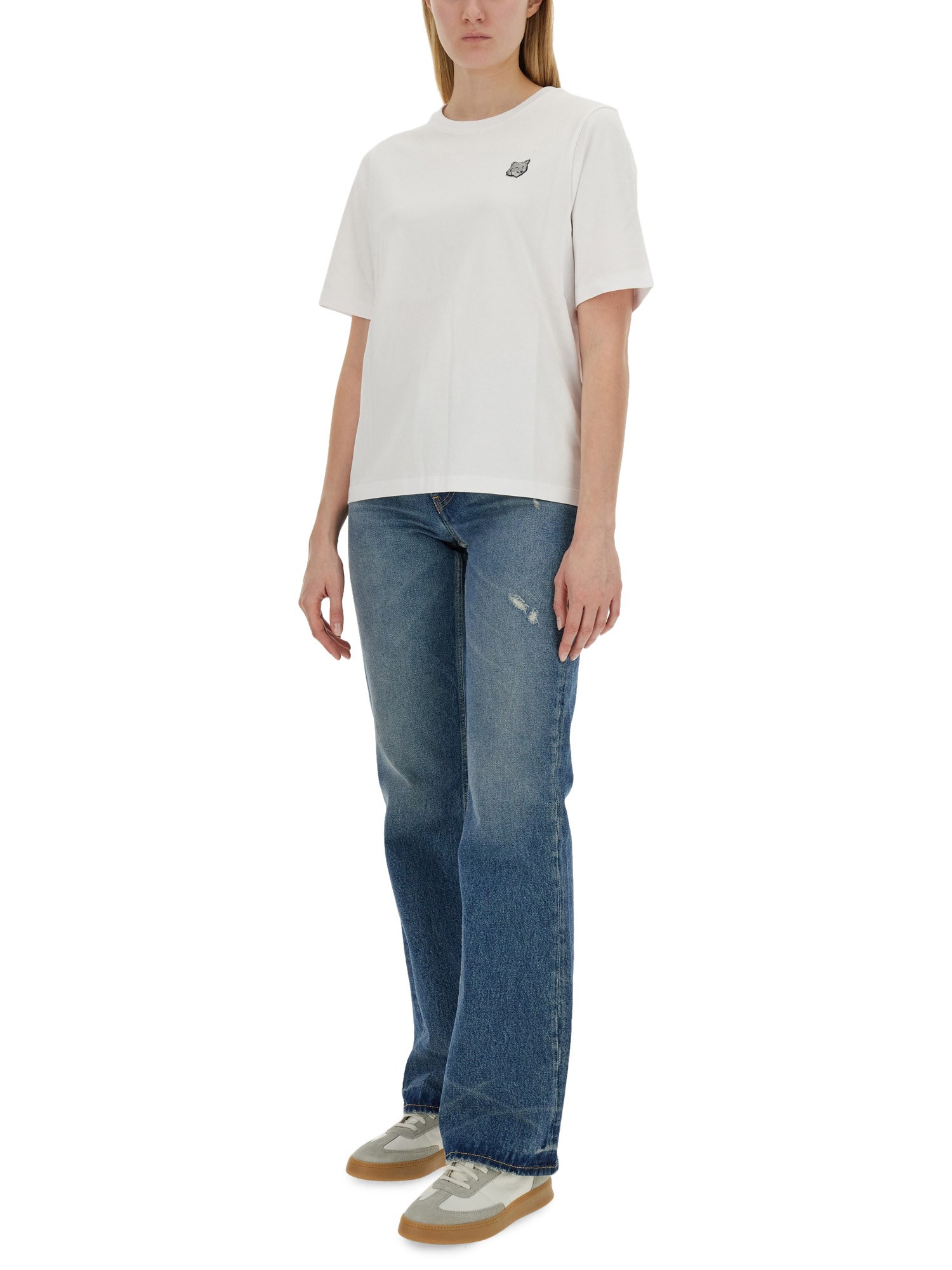 MAISON KITSUNÉ    COTTON JERSEY T-SHIRT WITH FOX PATCH