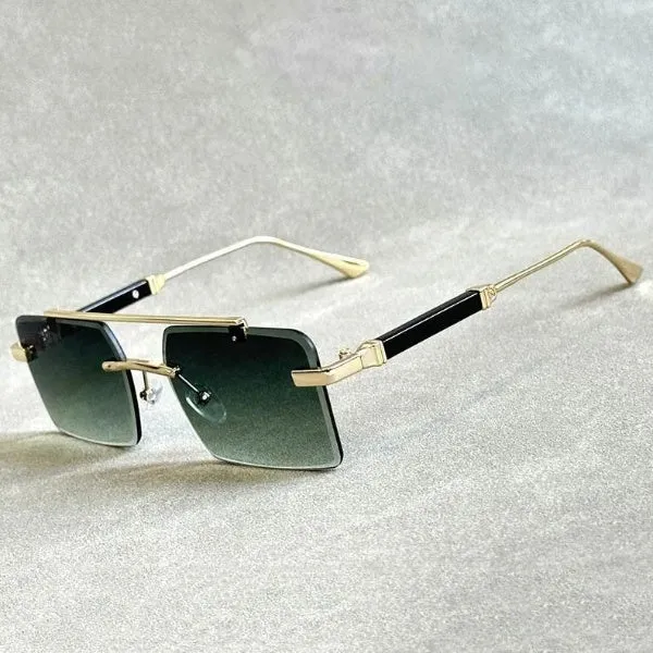 Men and Women Vintage Gradient Mirror Rimless Square Sunglasses