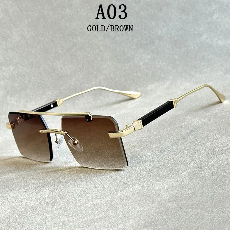 Men and Women Vintage Gradient Mirror Rimless Square Sunglasses