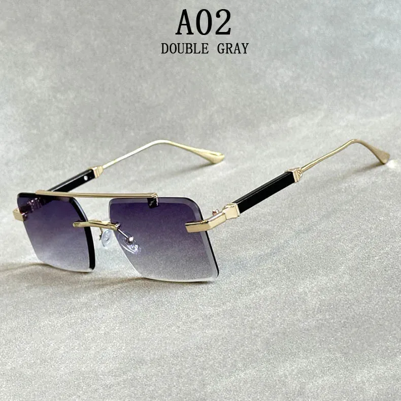 Men and Women Vintage Gradient Mirror Rimless Square Sunglasses