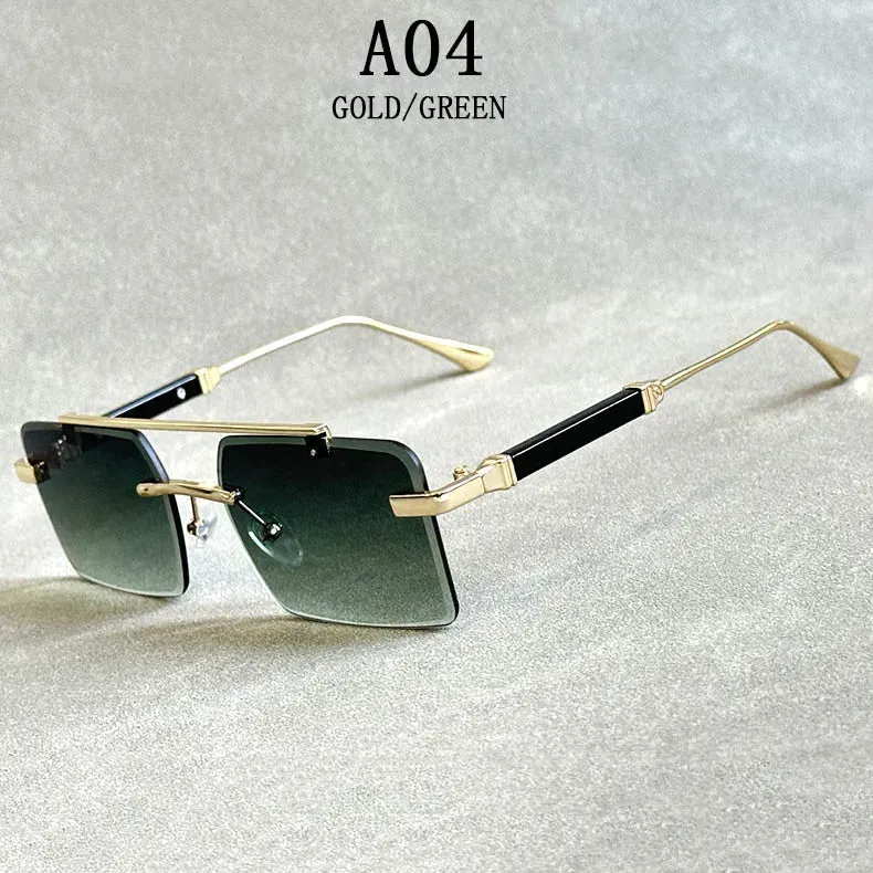 Men and Women Vintage Gradient Mirror Rimless Square Sunglasses