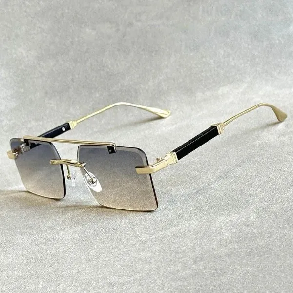 Men and Women Vintage Gradient Mirror Rimless Square Sunglasses