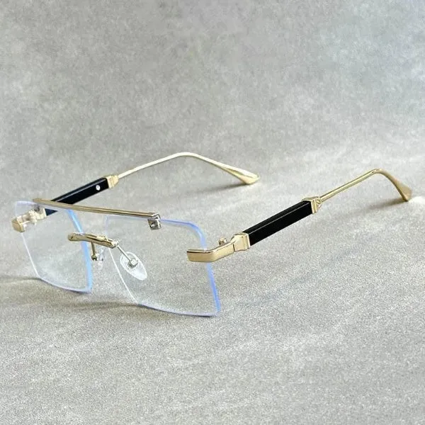 Men and Women Vintage Gradient Mirror Rimless Square Sunglasses