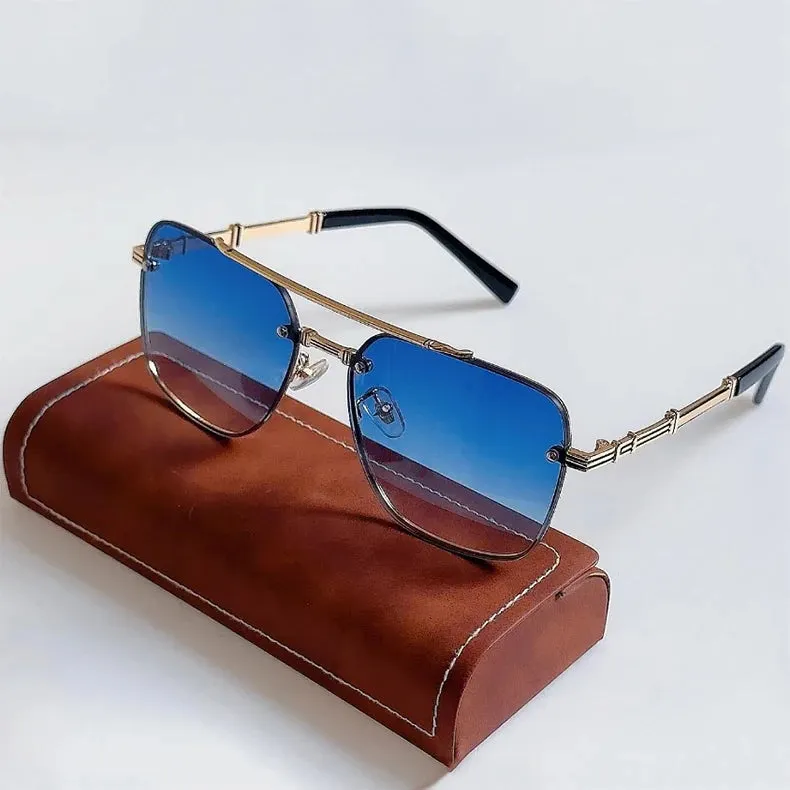 Men and Women Vintage Luxury Gradient Shade Square Sunglasses