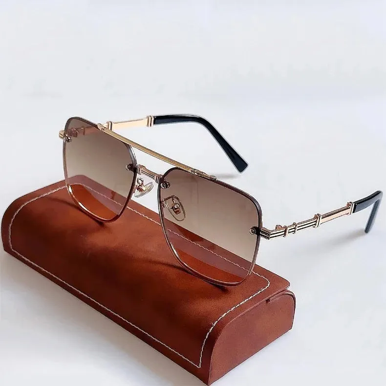 Men and Women Vintage Luxury Gradient Shade Square Sunglasses