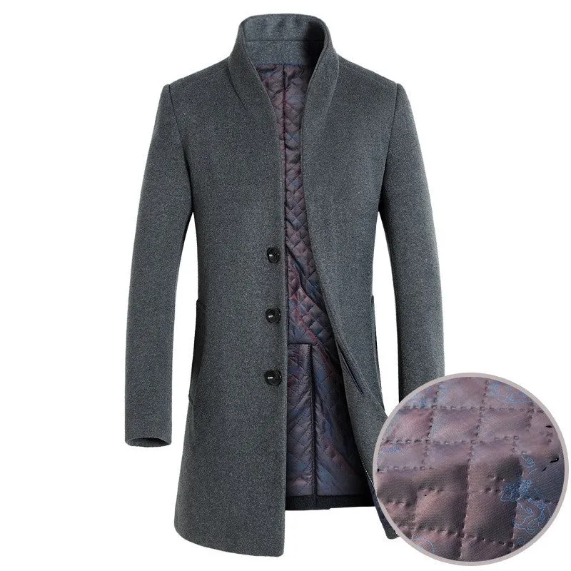 Men's casual woolen trench coat