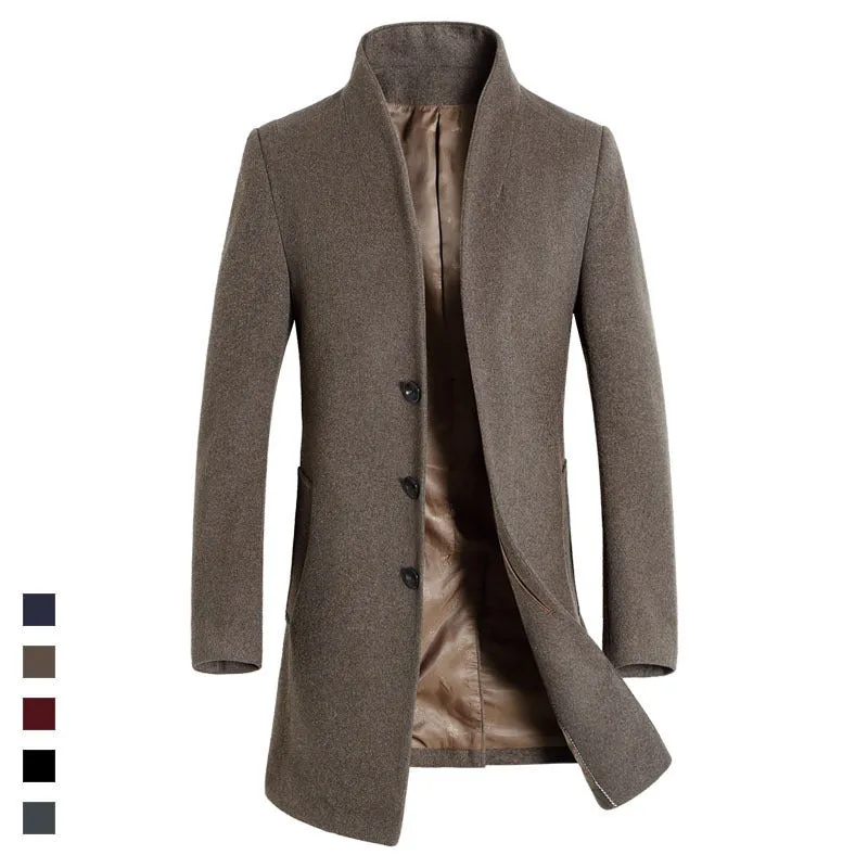 Men's casual woolen trench coat