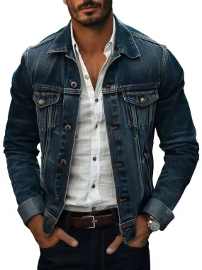 Men's Vintage Lapel Double Pocket Denim Jacket