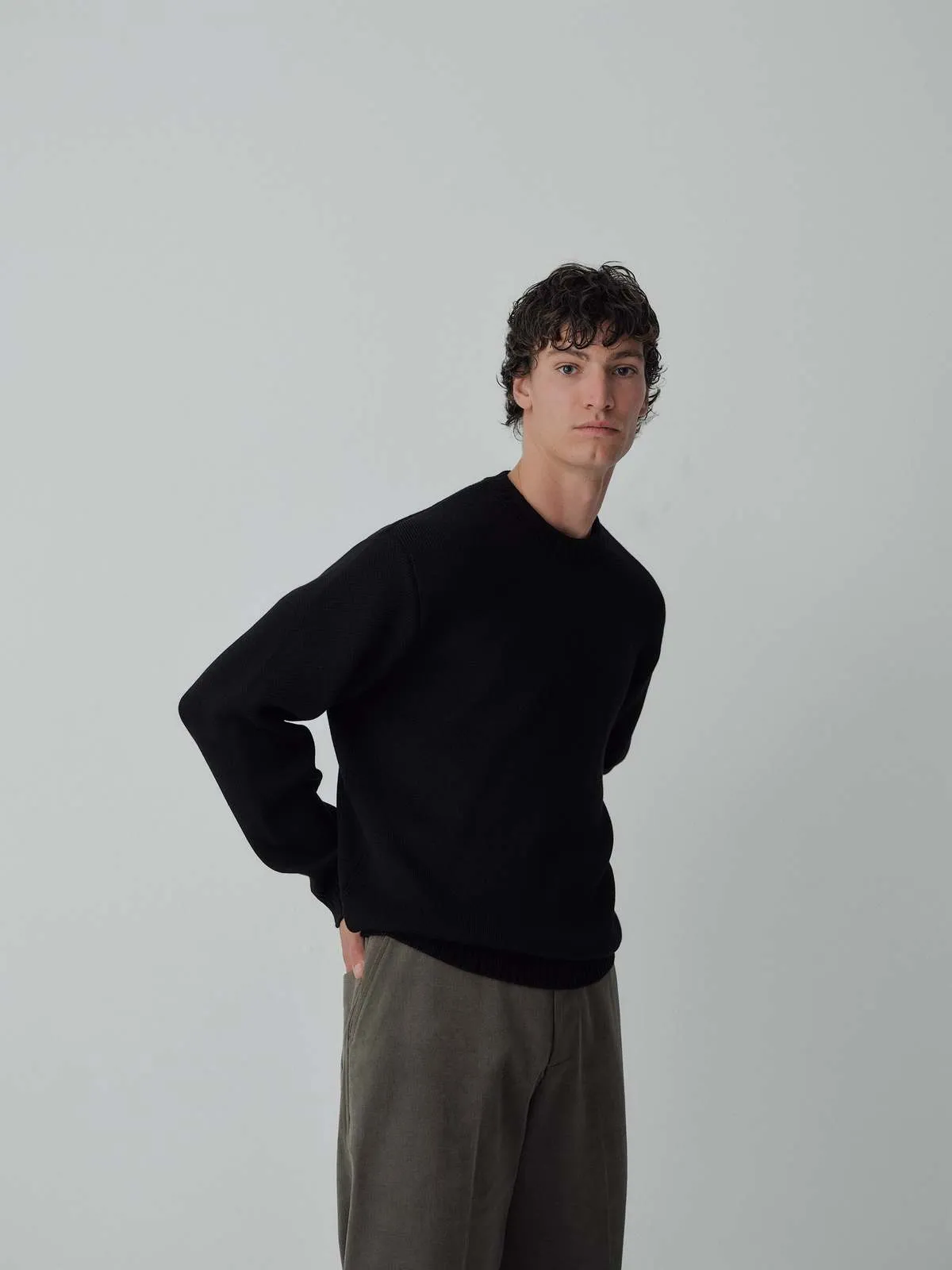 Merino Jacquard Sweater - Black