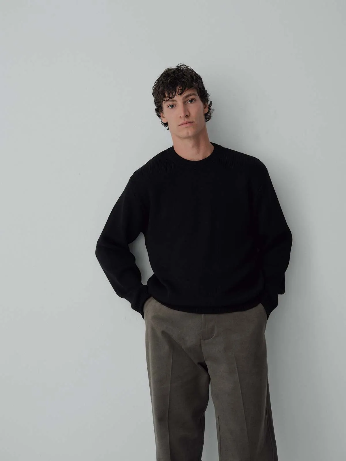 Merino Jacquard Sweater - Black