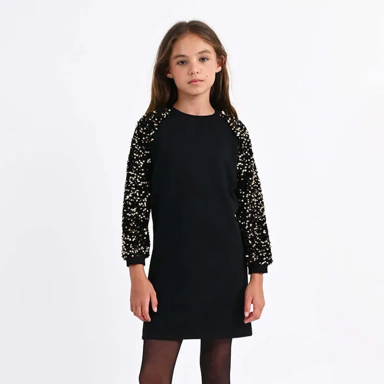 Mini Molly Girls Black Sequin Dress