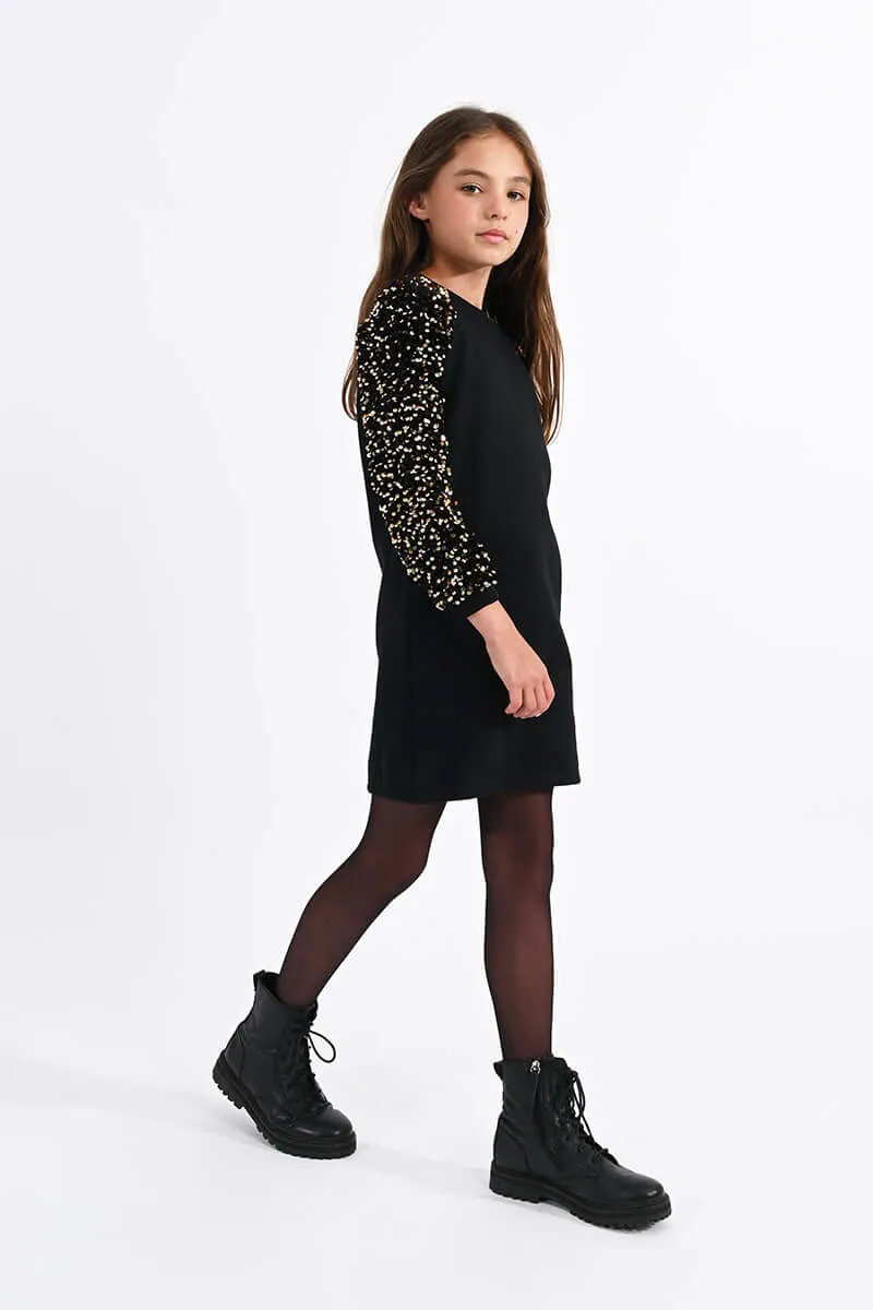 Mini Molly Girls Black Sequin Dress