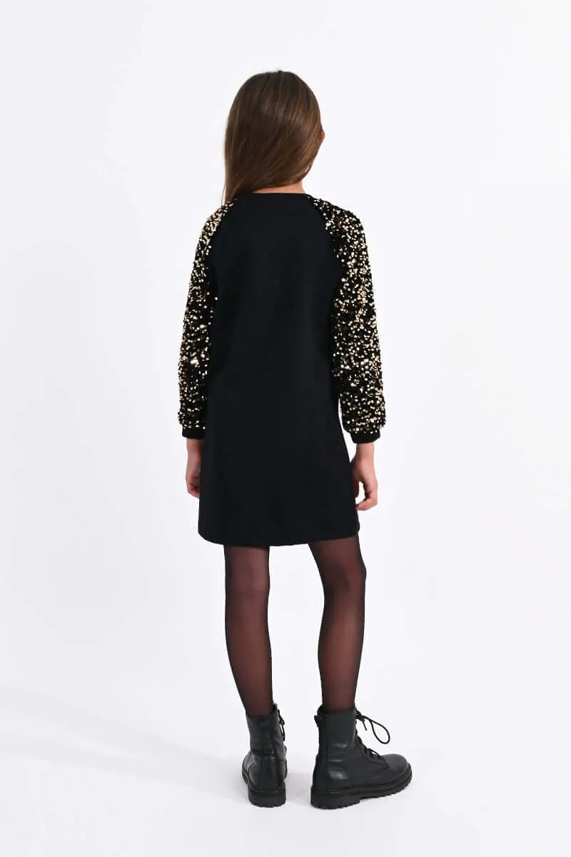 Mini Molly Girls Black Sequin Dress