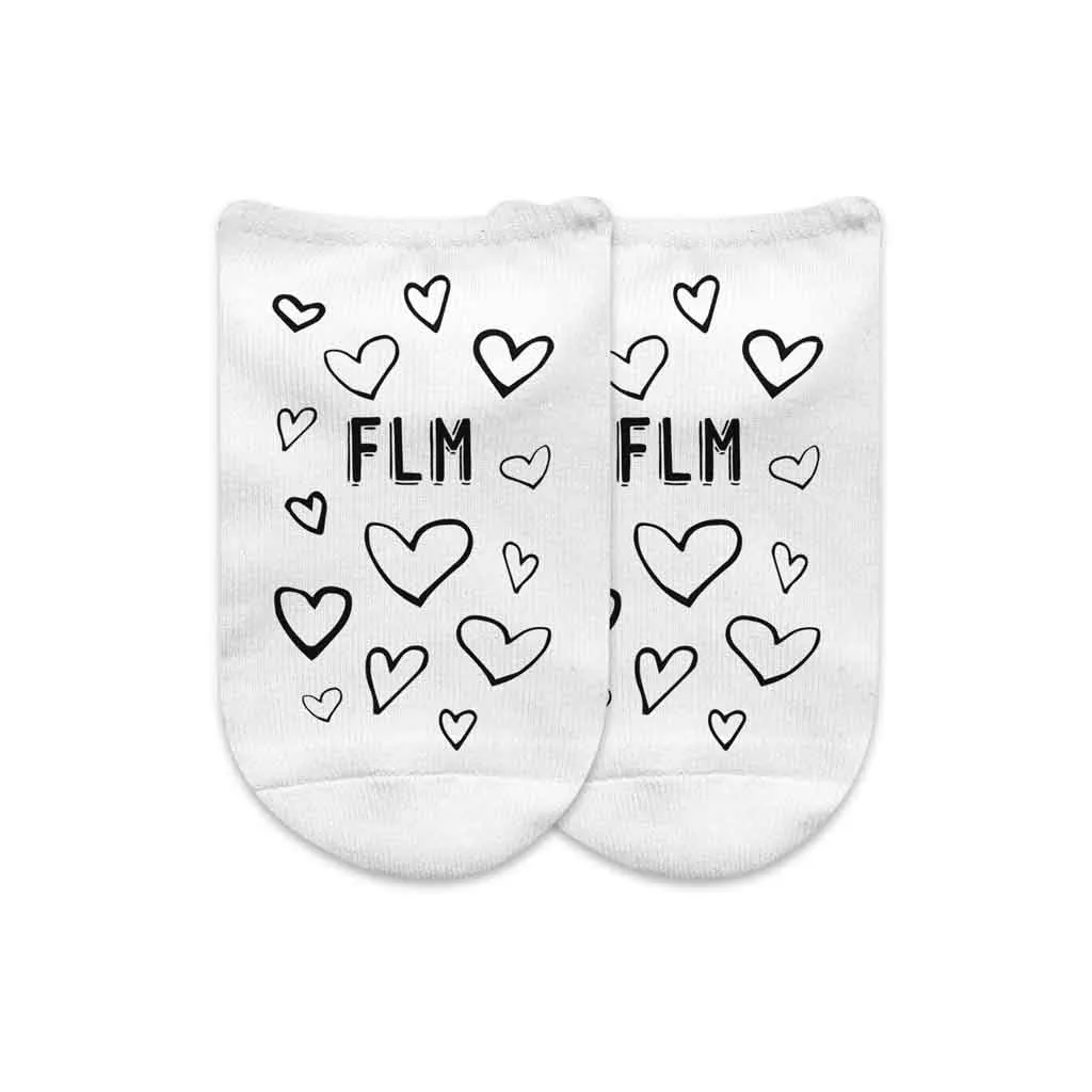 Monogrammed Socks with a Face and Heart Design