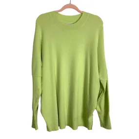 Mudpie Bright Green Ribbed Astrid Sweater- One Size