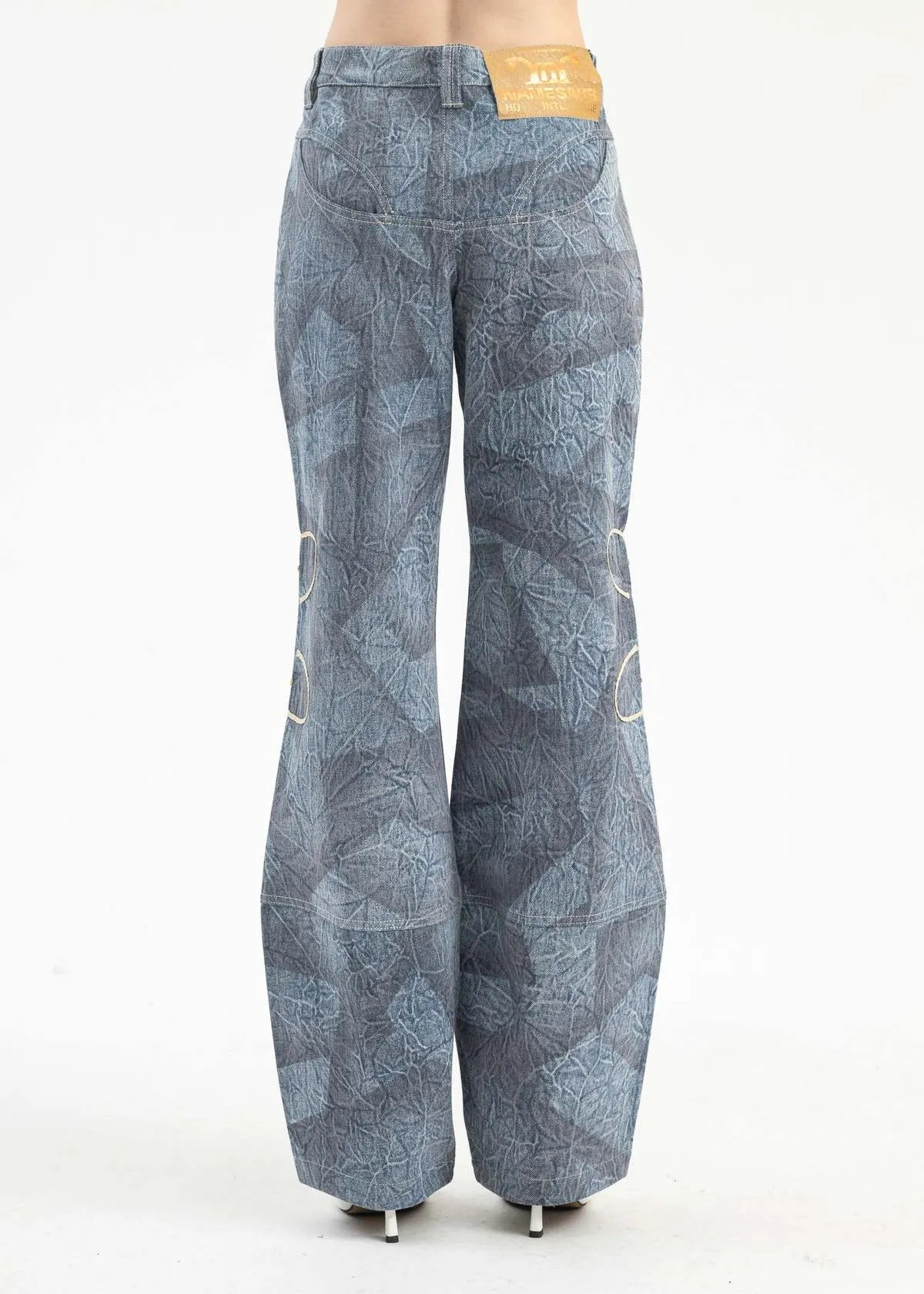 Namesakejon Pattern Washed Hourglass Jeans - Cyber Blue