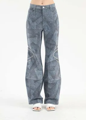 Namesakejon Pattern Washed Hourglass Jeans - Cyber Blue