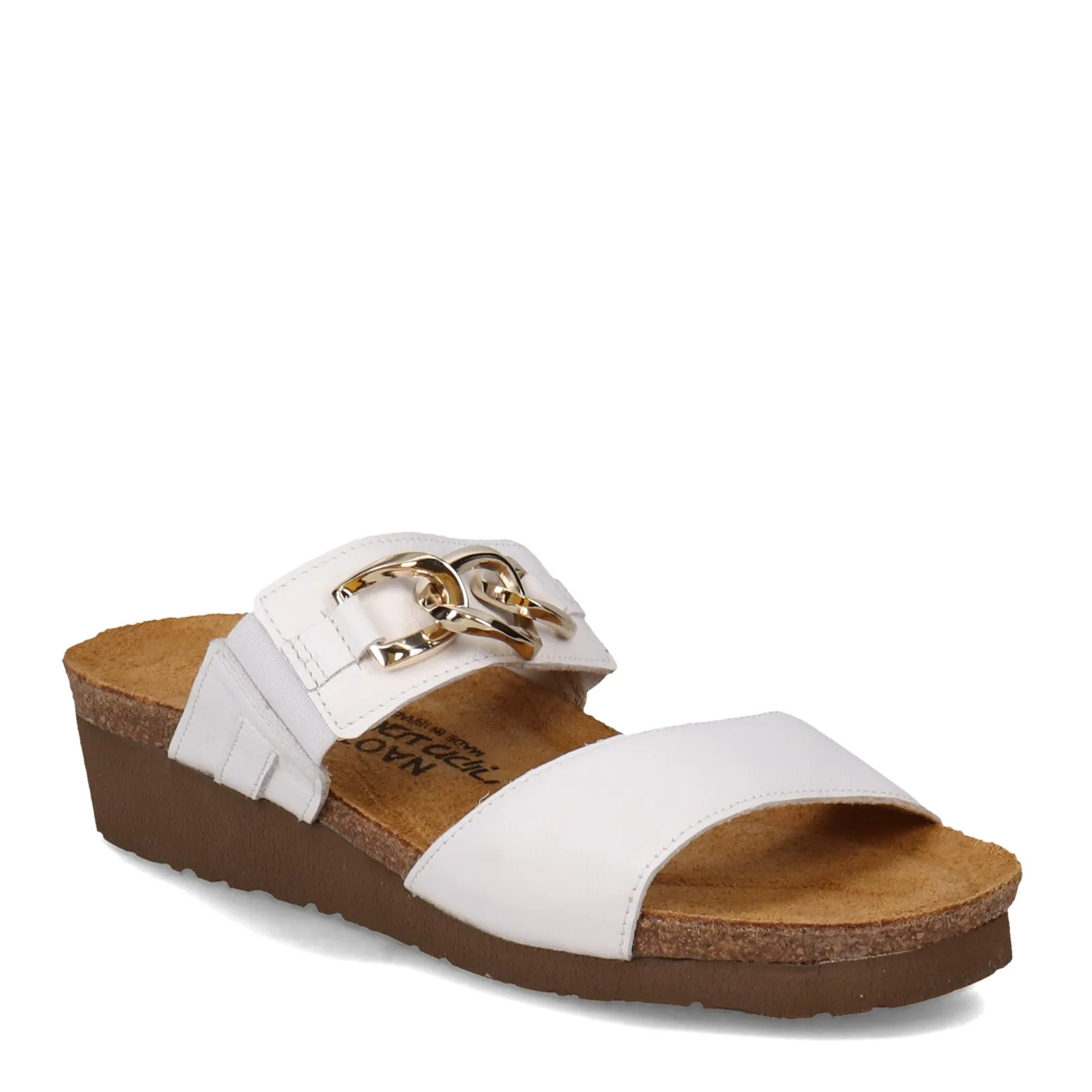 Naot Womens Victoria Dressy Wedge Slide Sandal- White Leather