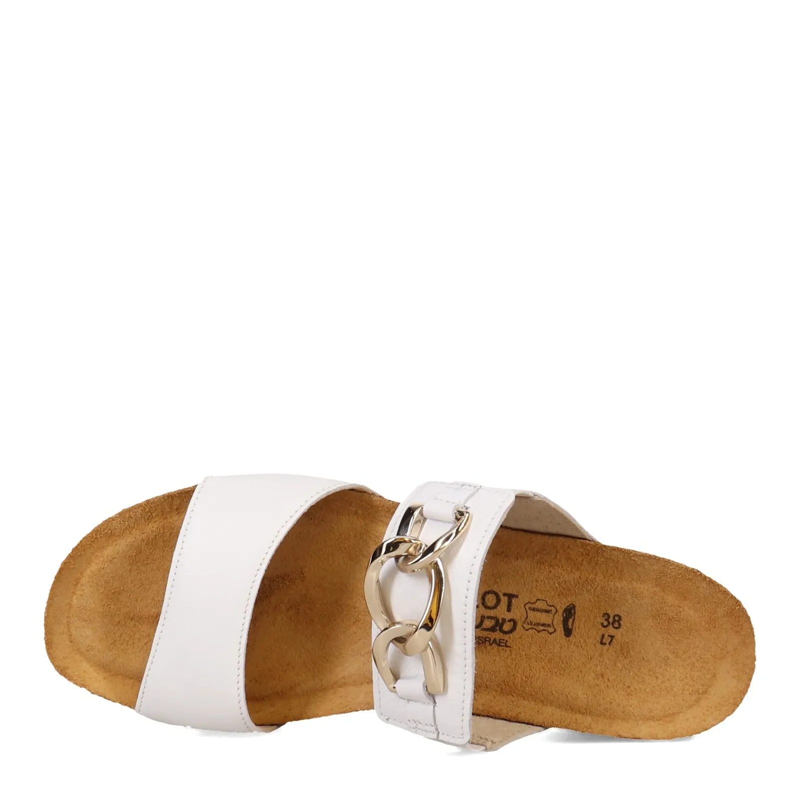 Naot Womens Victoria Dressy Wedge Slide Sandal- White Leather