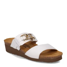 Naot Womens Victoria Dressy Wedge Slide Sandal- White Leather