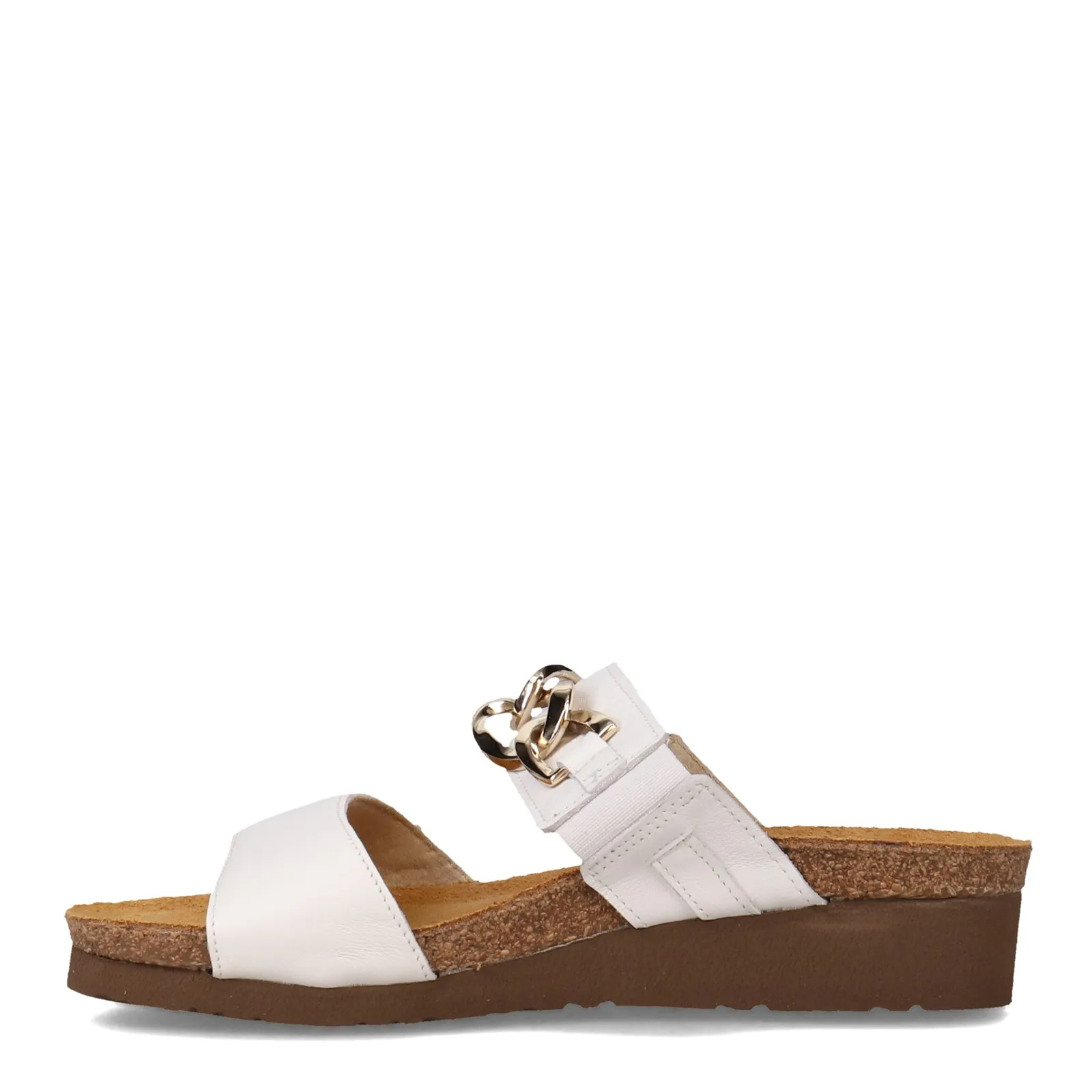 Naot Womens Victoria Dressy Wedge Slide Sandal- White Leather