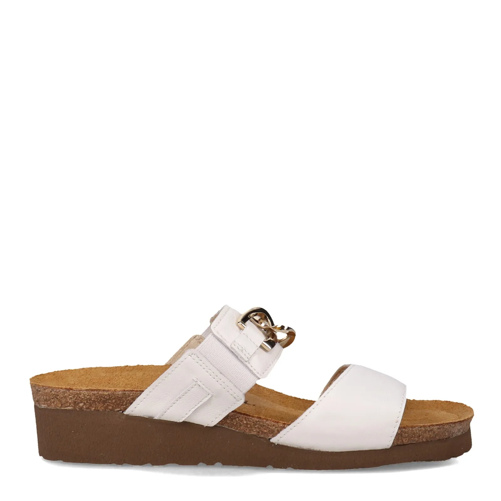 Naot Womens Victoria Dressy Wedge Slide Sandal- White Leather