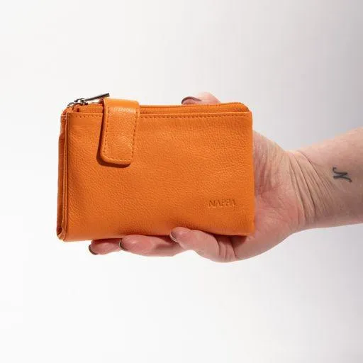 Nappa Mini Charlotte RFID Leather Wallet in Orange