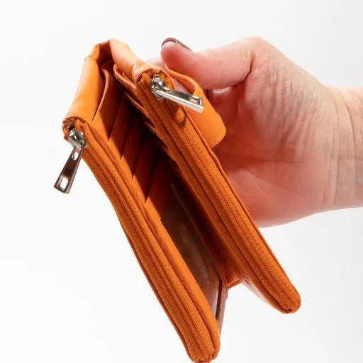 Nappa Mini Charlotte RFID Leather Wallet in Orange