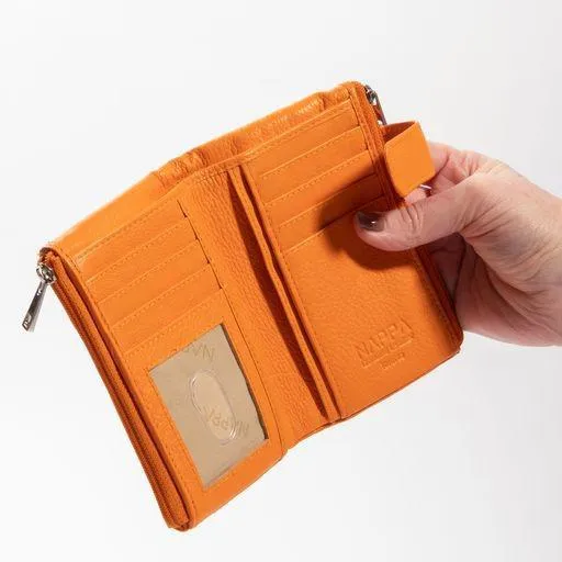 Nappa Mini Charlotte RFID Leather Wallet in Orange