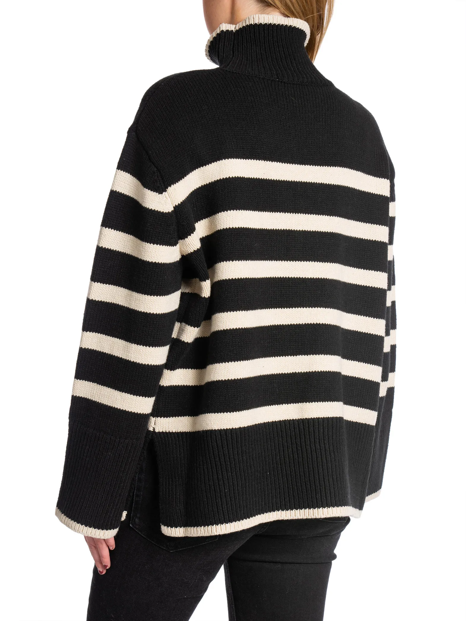 NEO NOIR SWEATER FANNING STRIPE KNIT GZ BLACK