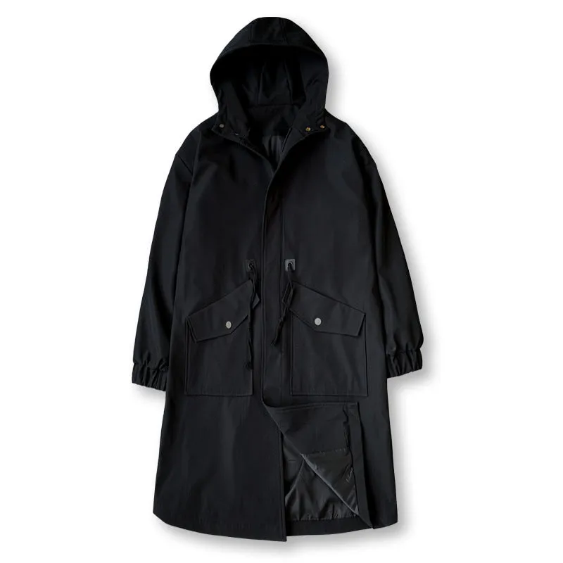 New Windbreaker Long Hooded  Jacket Men's