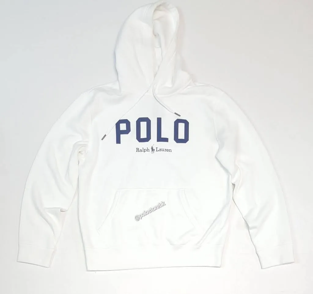 Nwt Polo Ralph Lauren White Spellout Logo Big Pony Fleece Hoodie