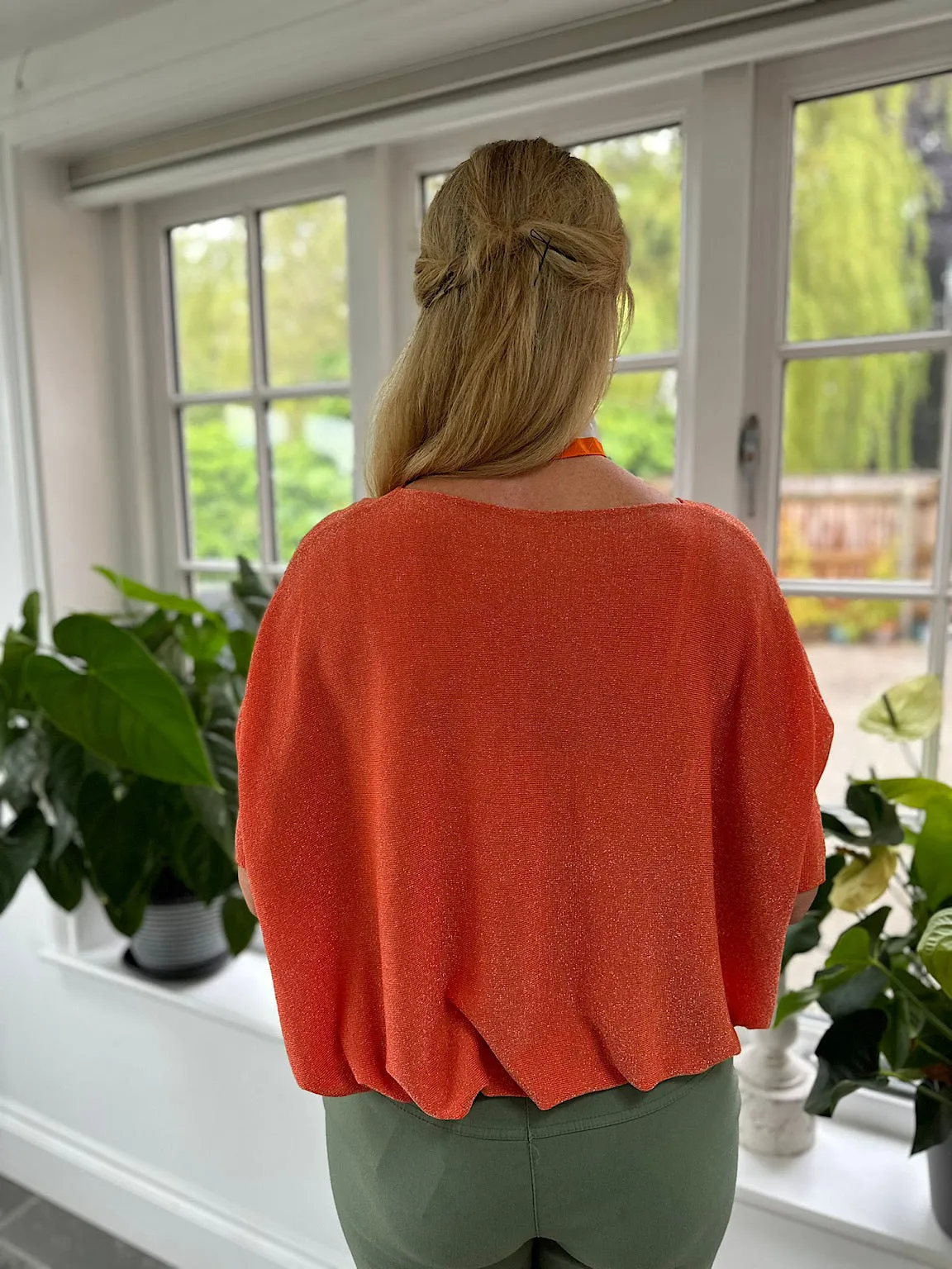 Orange Shimmer Long Sleeve Top Kimmy