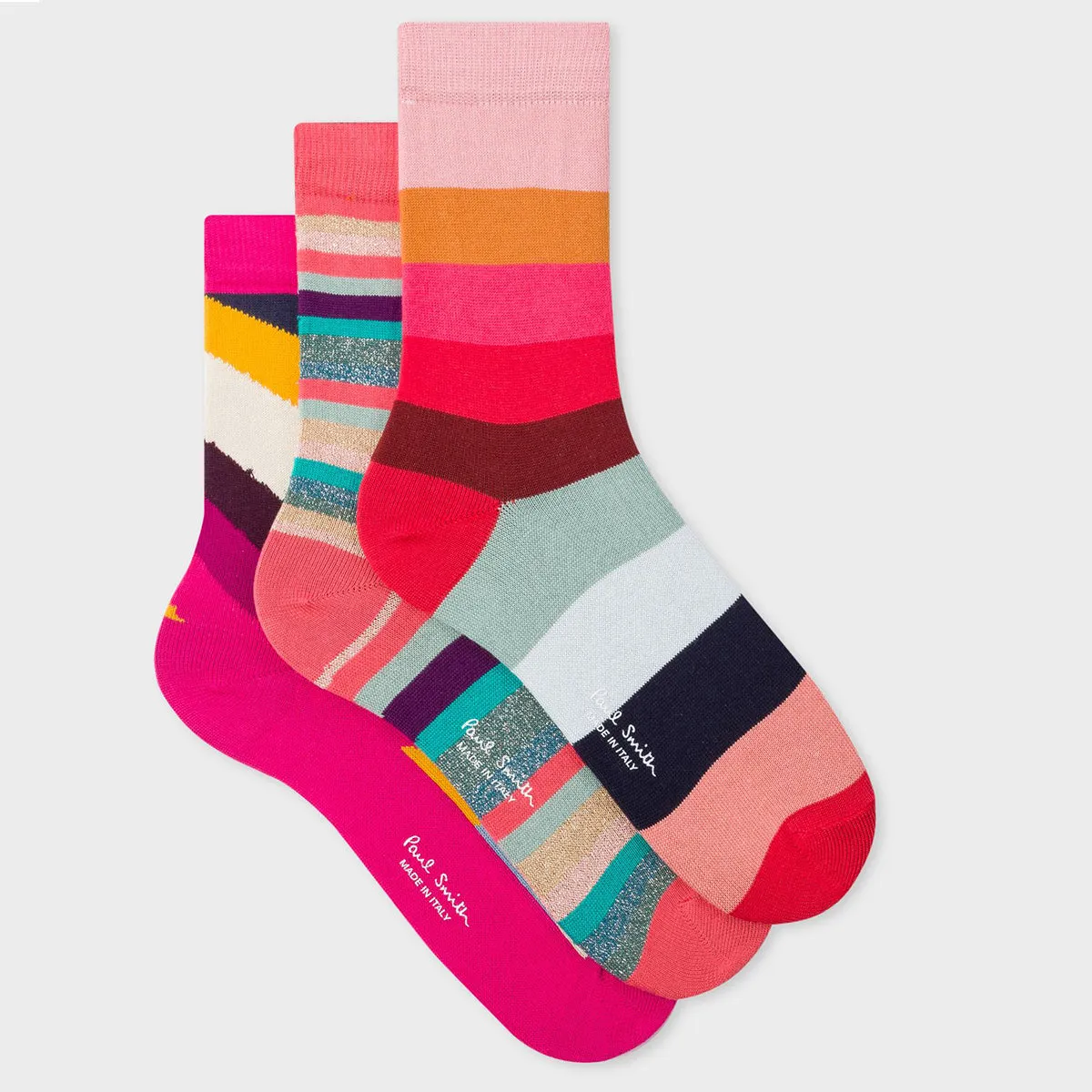 Paul Smith - Women's Mixed Stripe Socks Three Pack in Pink