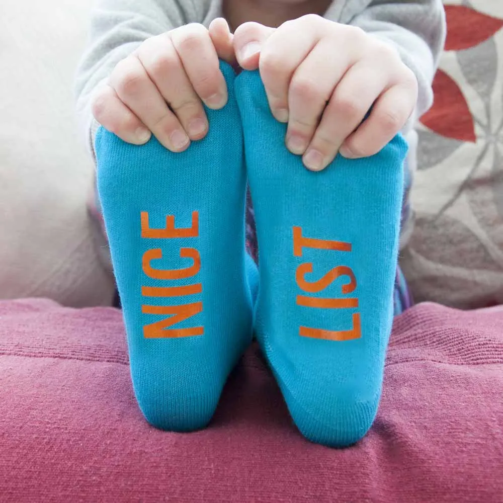 Personalised Kids Turquoise & Terracotta Orange Christmas Day Socks