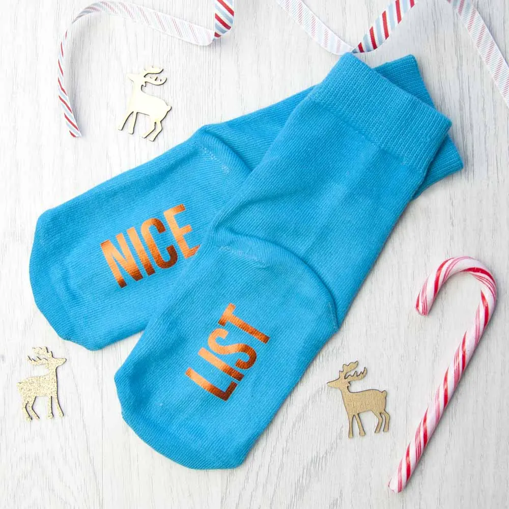 Personalised Kids Turquoise & Terracotta Orange Christmas Day Socks