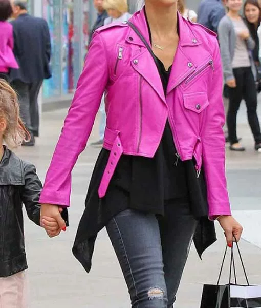 Pink Leather Jacket| Jessica Alba Pink Leather Jacket