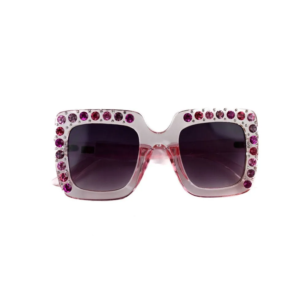 Pink Square Sunglasses with Crystals