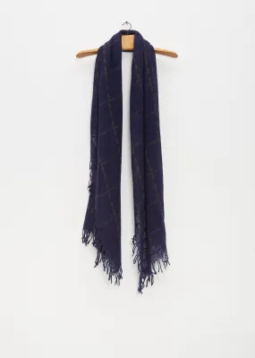 Plaid Cashmere Scarf — Navy