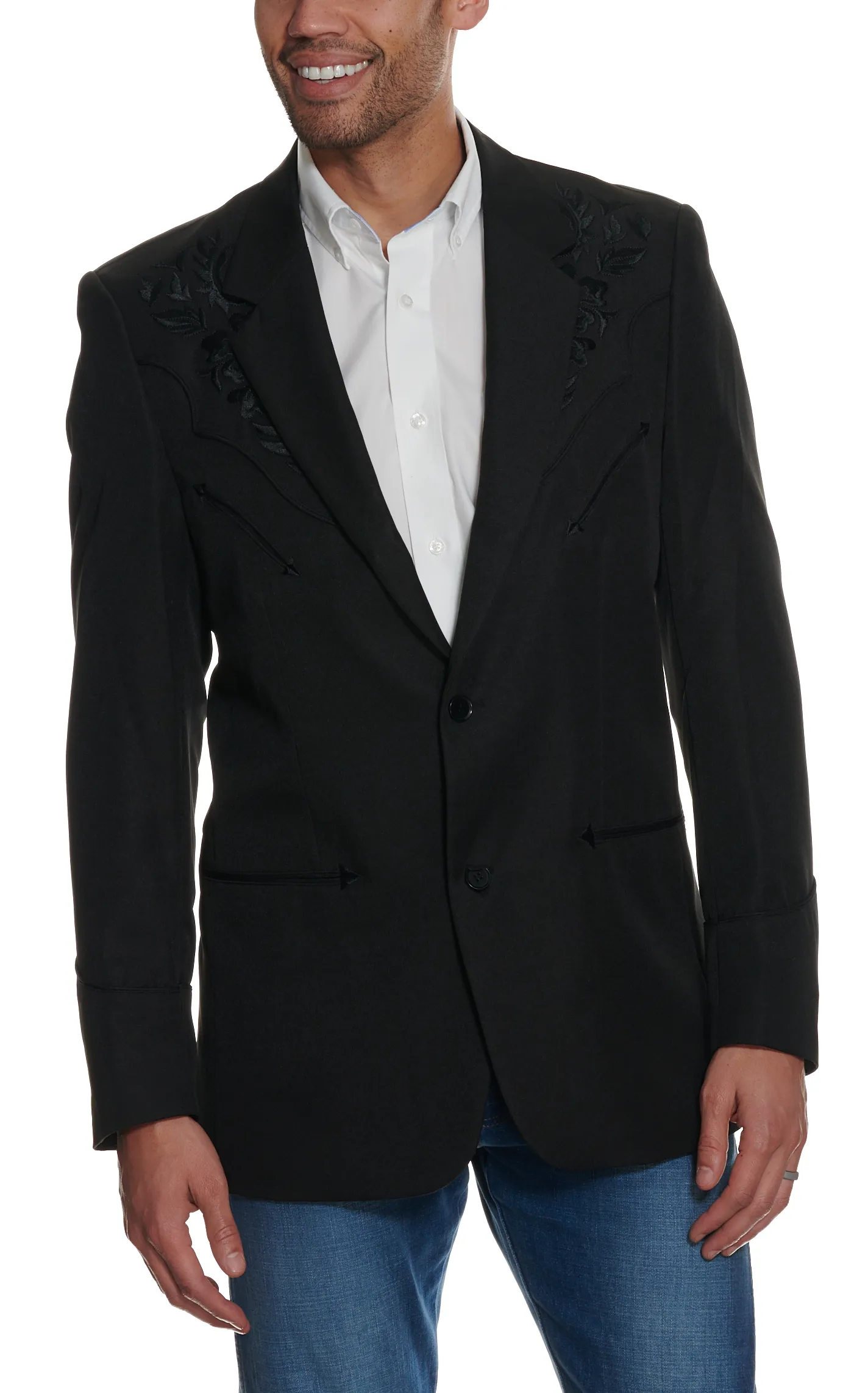 Scully Black on Black Embroidered Sport Coat