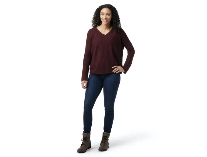 Smartwool Women's Shadow Pine Cable V-Neck Sweater - FINAL SALE