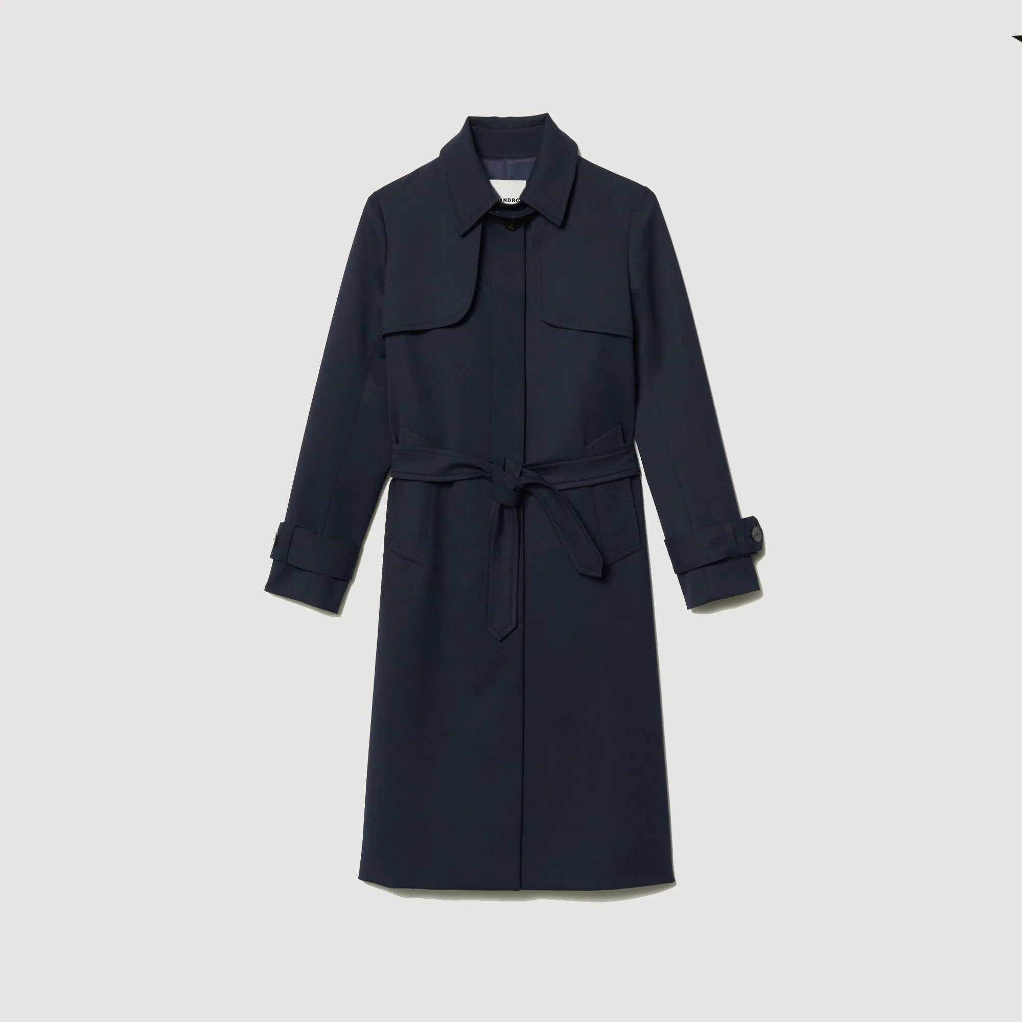 Trench coat with pleated inset