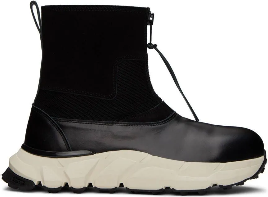 Undercoverism Black Paneled Leather Boots