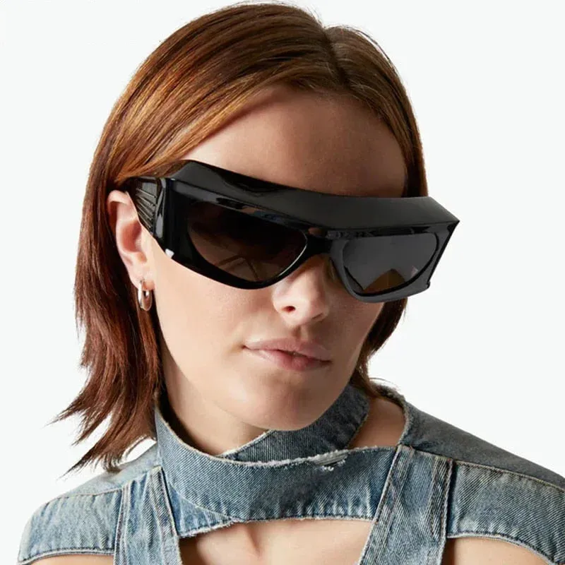 Unisex Steampunk Sports UV400 Shades Oversized Rectangle Sunglasses